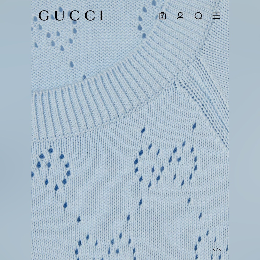 GUCCI | ✨NEW✨ GG Cotton Crewneck Top in Pale Blue - Picture 6 of 10
